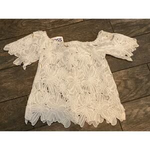 Dizzy Gal Flower White Lace Juniors top size S Bohemian off shoulder